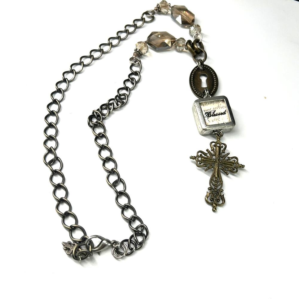 Artisan Ralston Originals faith necklace ornate silver cross Blessed charm